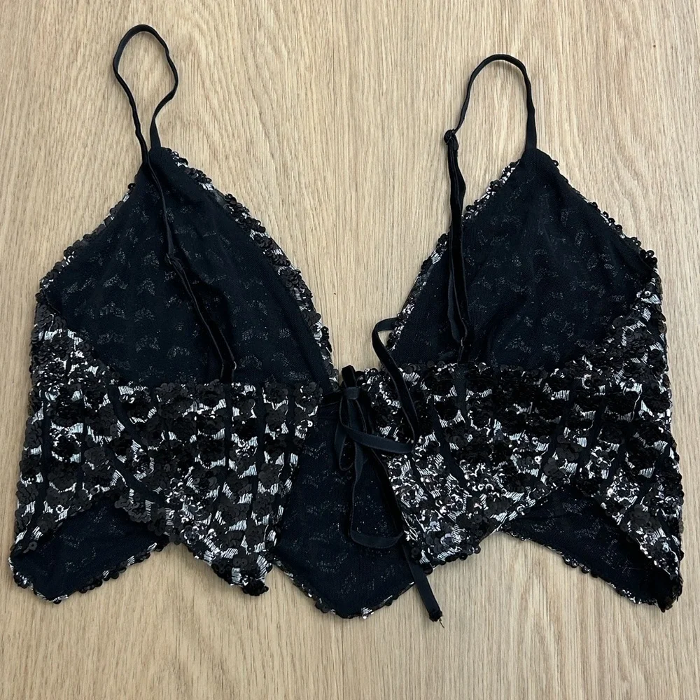 Free People Intimately Sequin Crop Top M
